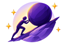 Man pushing boulder uphill